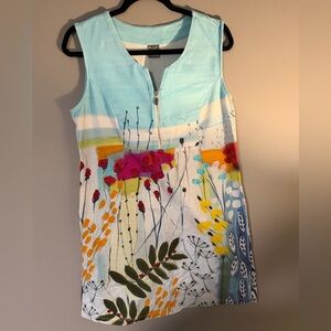 Dolcezza ‘Art Simply’ Floral Sleeveless Dress with Zipper. Cotton/Spandex. Soft!